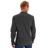 Men's Striped Winter Shirt,Dark Grey/White