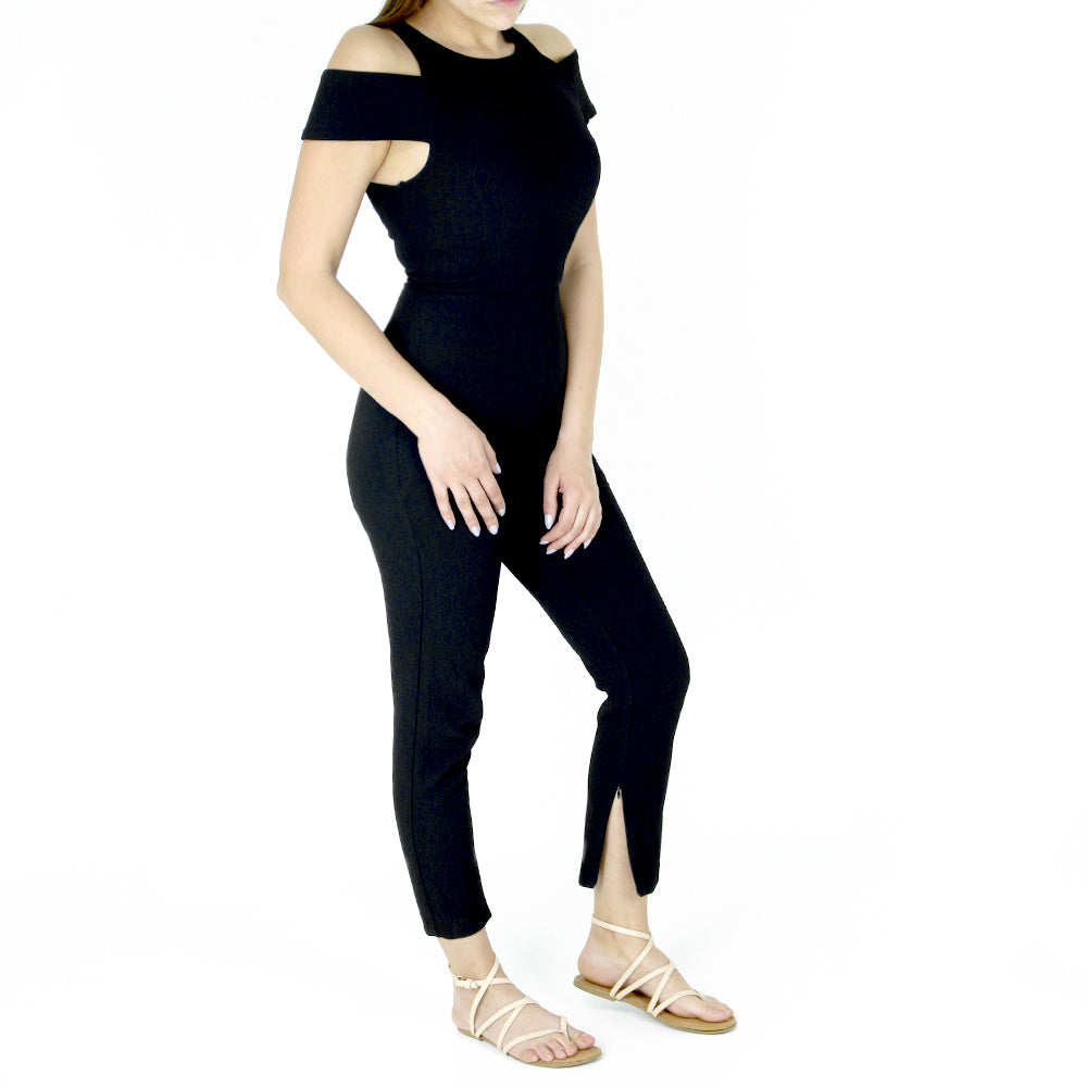 Women's Plain Solid Jumpsuit,Black