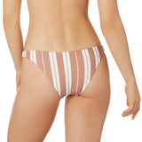 Women's Striped Bikini Bottom,Brown/White