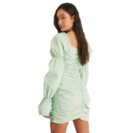 Women's Short Dress With Exaggerated Sleeves,Light Green