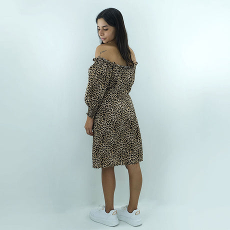 Women's Tiger Printed Dress,Light Brown
