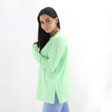 Women's Plain Solid OverSized Top,Green