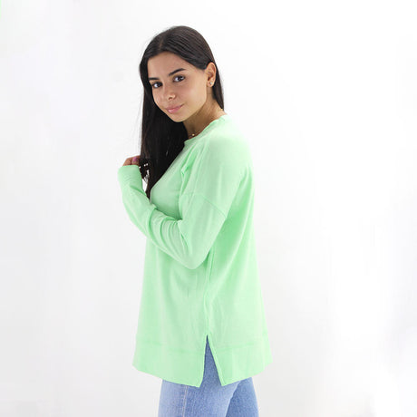 Women's Plain Solid OverSized Top,Green