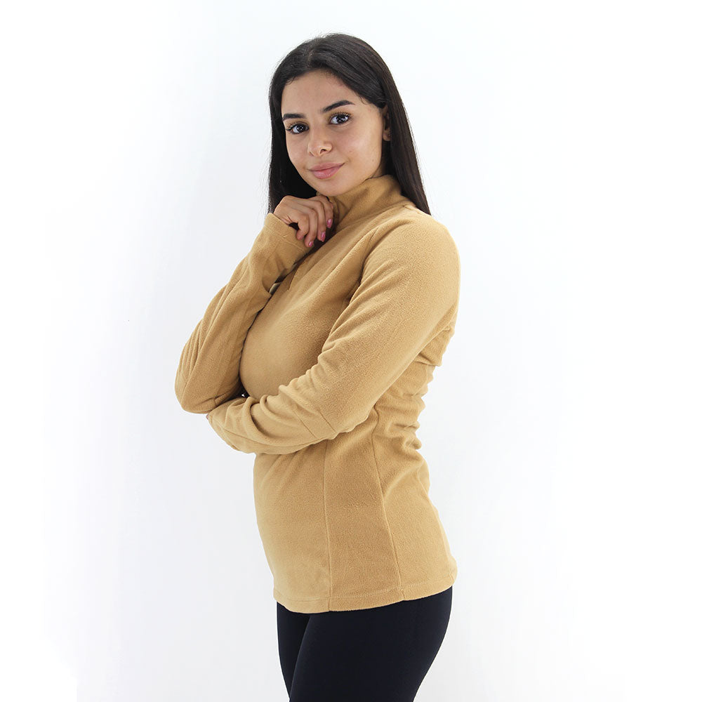 Women's Half-Zip Sweatshirt,Camel