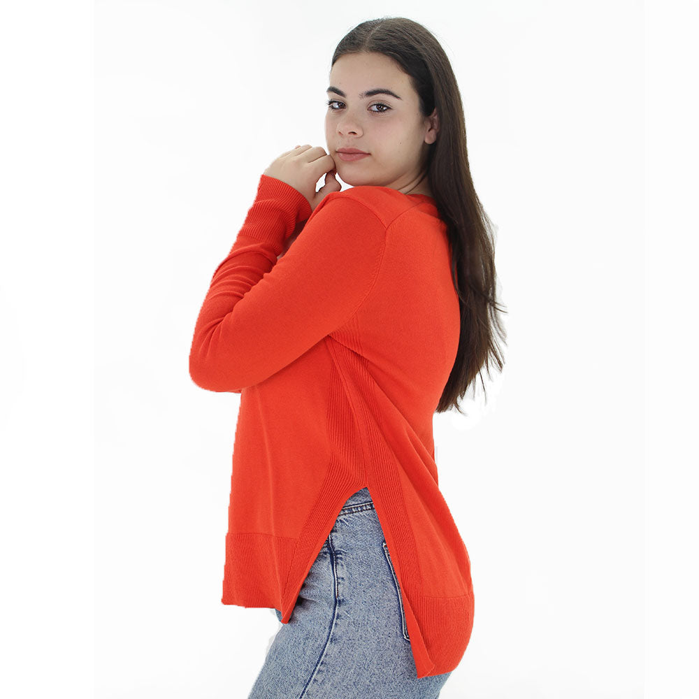 Women's Fleece Plain Solid Sweaters,Orange