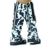 Women's Zipper Closure Printed Boot,White