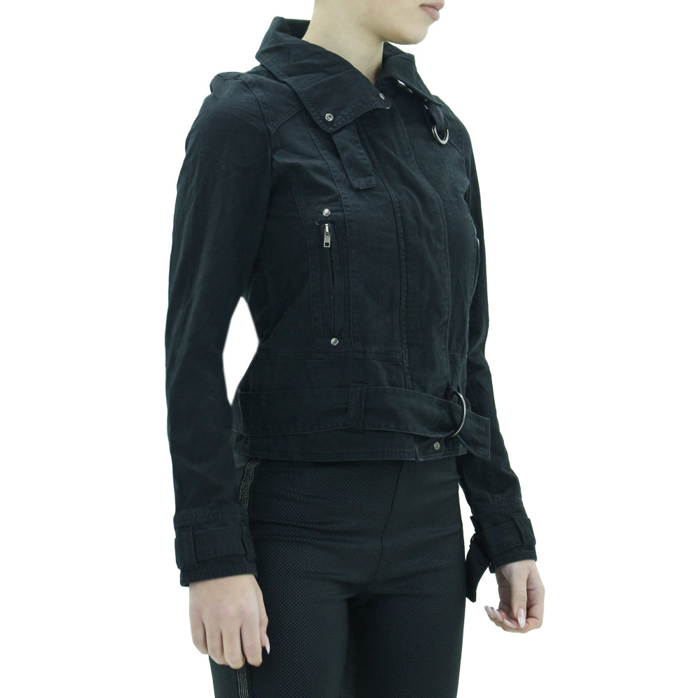 Image for Women's Plain Denim Jacket,Black