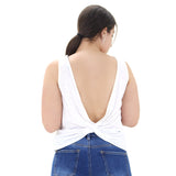 Image for Women's Plain Open Back Top,White