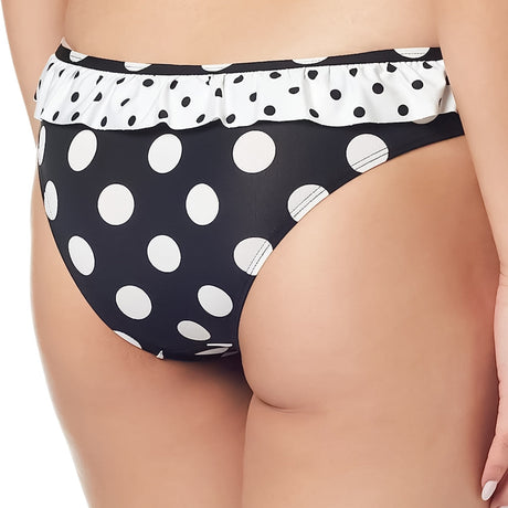 Image for Women's Polka Dots Ruffle Bikini Bottom,Black/White