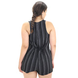 Image for Women's Striped Tie-Back Jumpsuit,Black