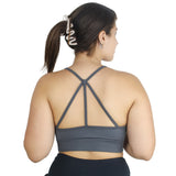 Image for Women's Strappy Back Scoop Neck Sport Bra,Dark Grey