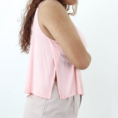 Women's Side Slit Plain Top,Pink