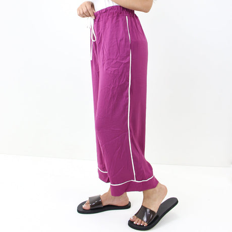Women's Plain Sleepwear Cropped pant,Purple