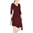 Image for Women's Side Ruched Asymmetrical Dress,Burgundy