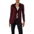 Image for Women's Petite Ruffled Cardigan Sweater,Burgundy