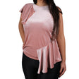 Image for Women's Flutter Sleeve Stretch Velvet Top,Pink