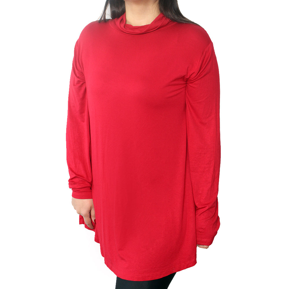 Image for  Women's Plain Solid Turtle Neck Top,Red