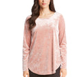 Image for Women's Crushed Velvet Pullover Blouse,Pink
