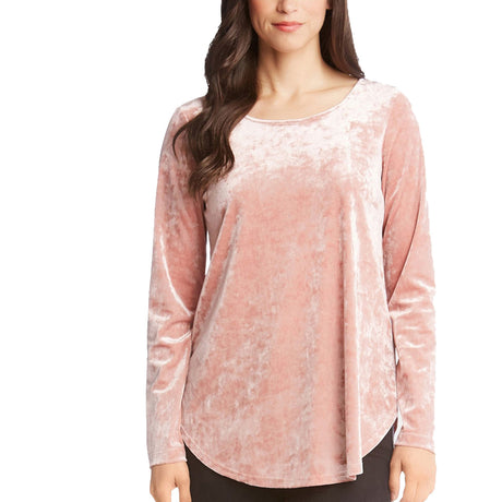 Image for Women's Crushed Velvet Pullover Blouse,Pink