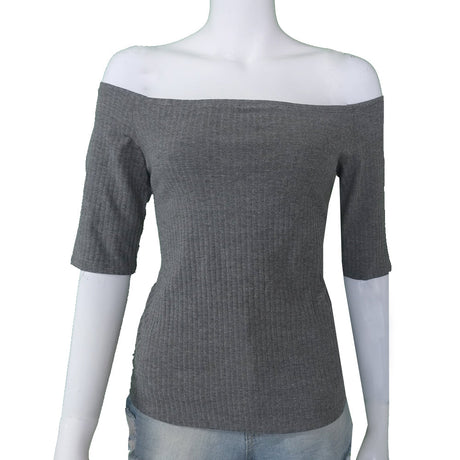 Image for Women's Ribbed Casual Top,Grey
