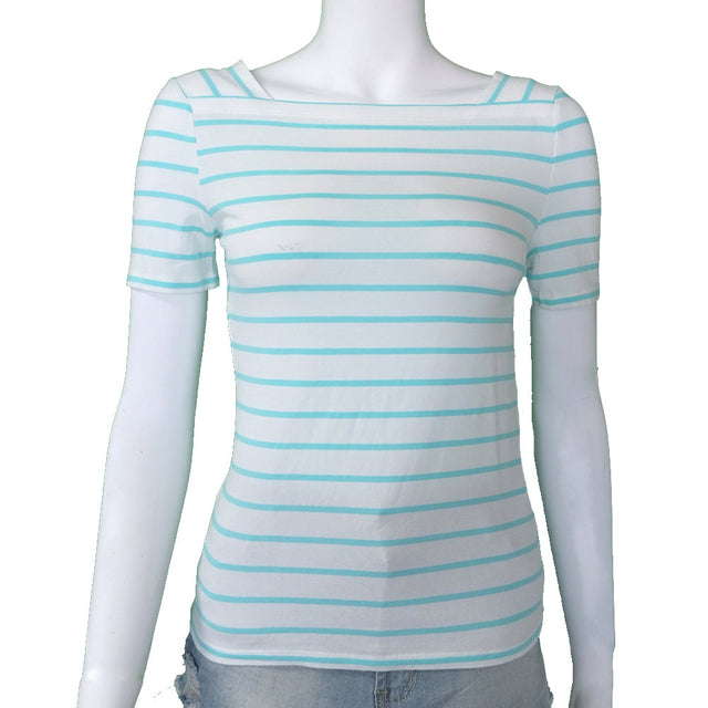 Image for Women's Striped Casual Top,White/Blue